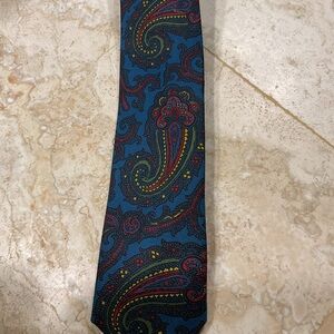 Ralph Lauren Blue and Red Paisley Silk Hand Made Tie